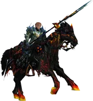A Fighter in Conflict armor riding the Infernal Horse
